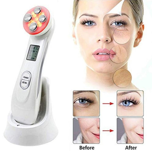 5-in-1 Skin Tightening Facial Massager — RF & LED Lifting Device