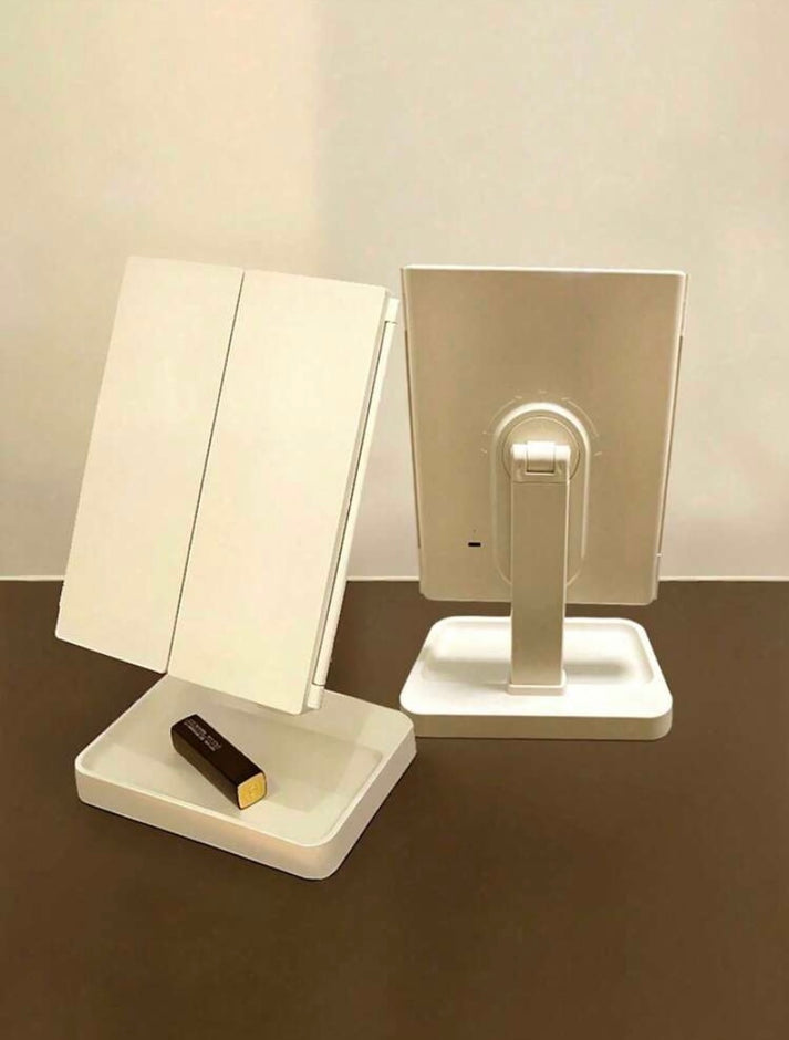 Tri-Fold LED Vanity Mirror — Rotatable & Lighted